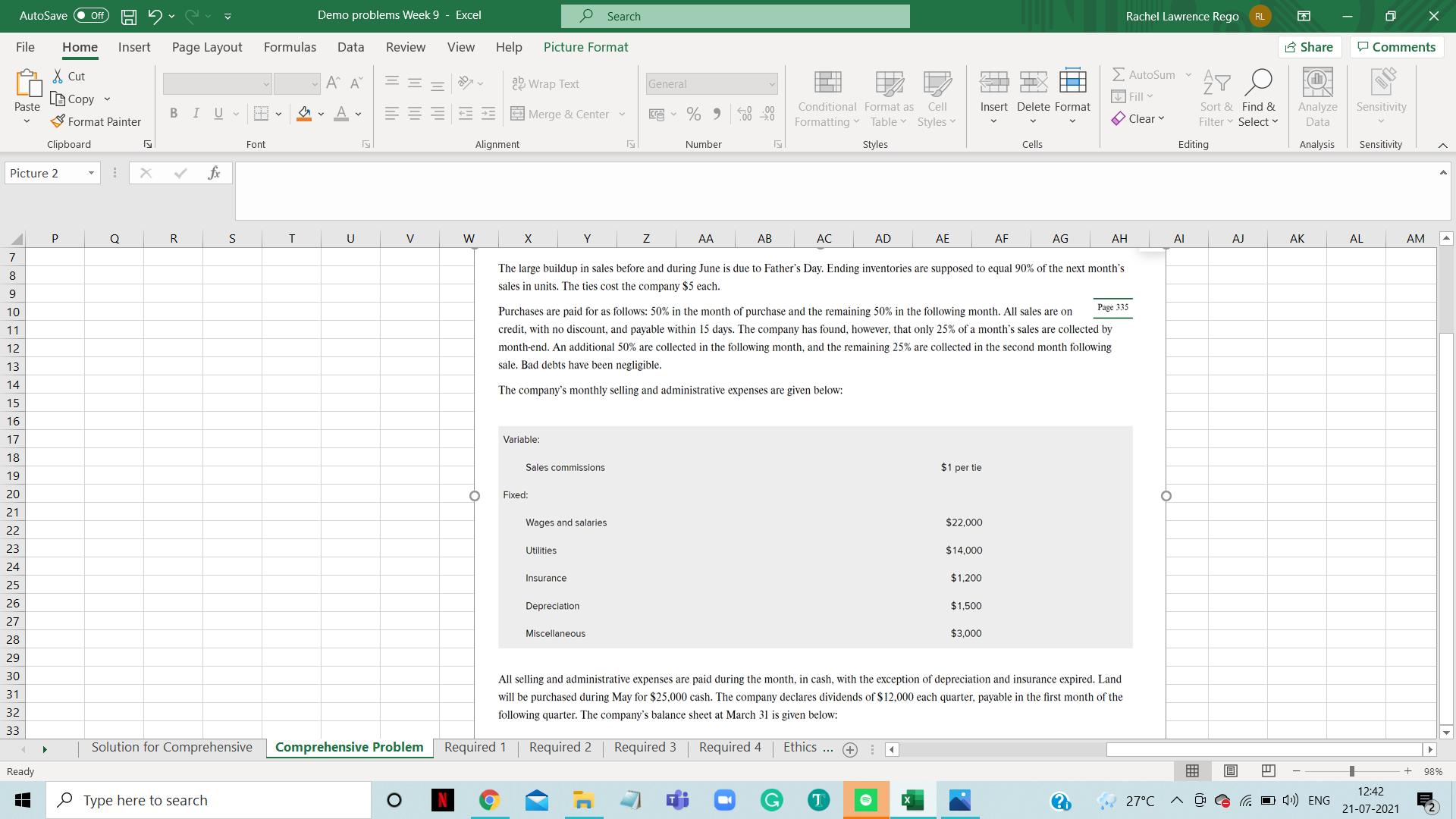 - Excel Search Rachel Lawrence Rego RL X File Home Insert Page