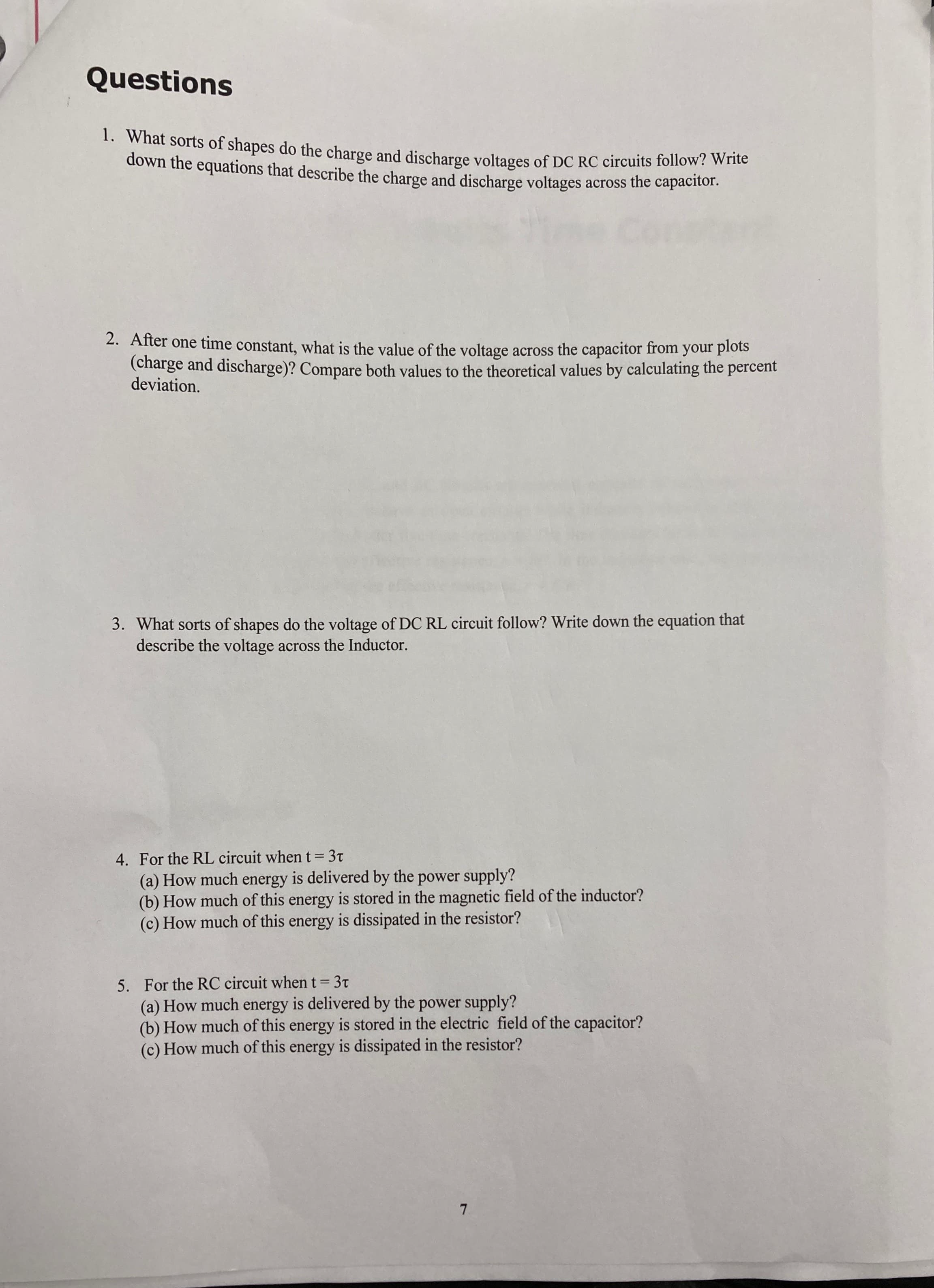 is reached after five time constants. The time constant for an RC