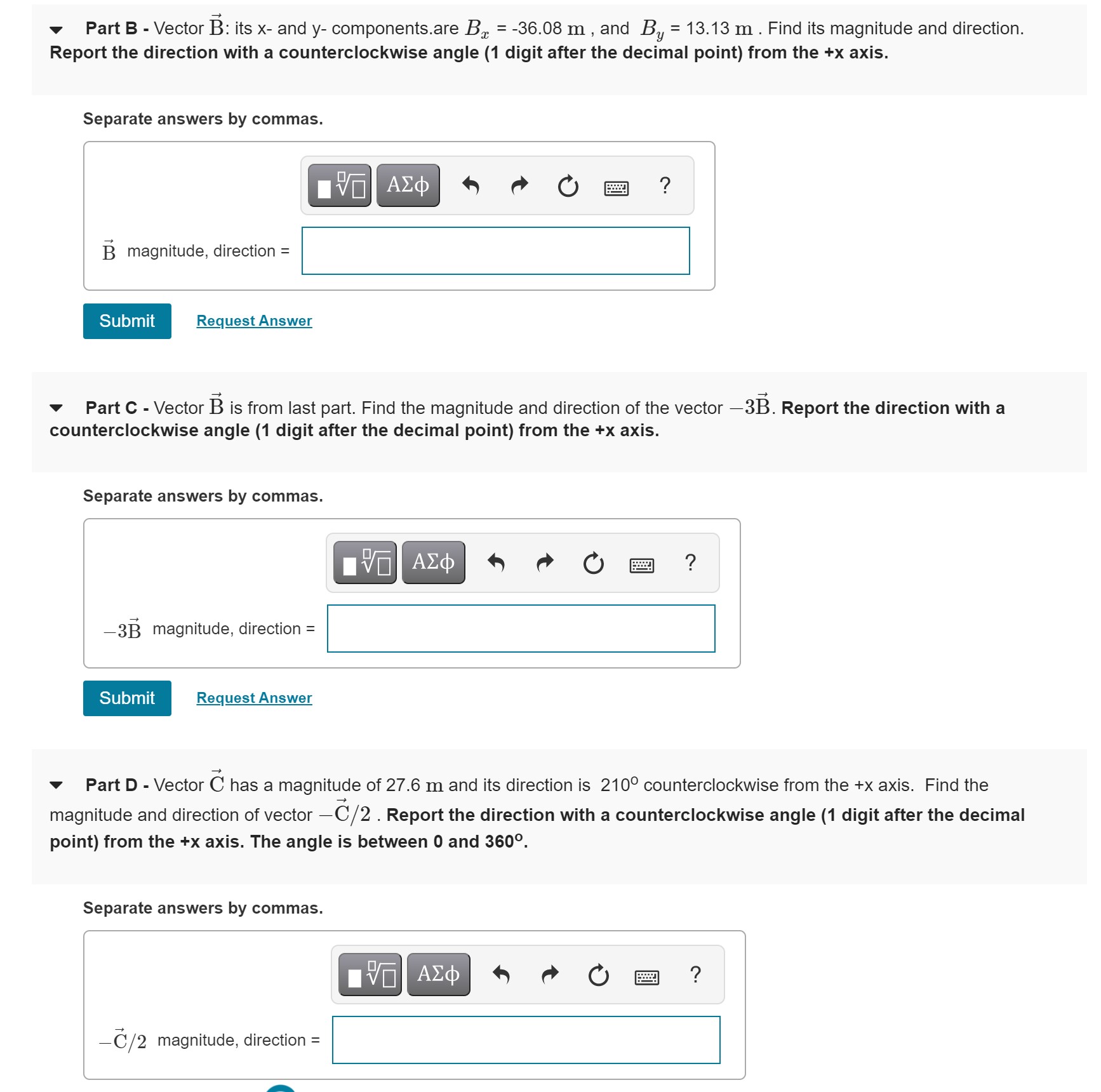 v Part B - Vector 1%: its x and y- componentsare