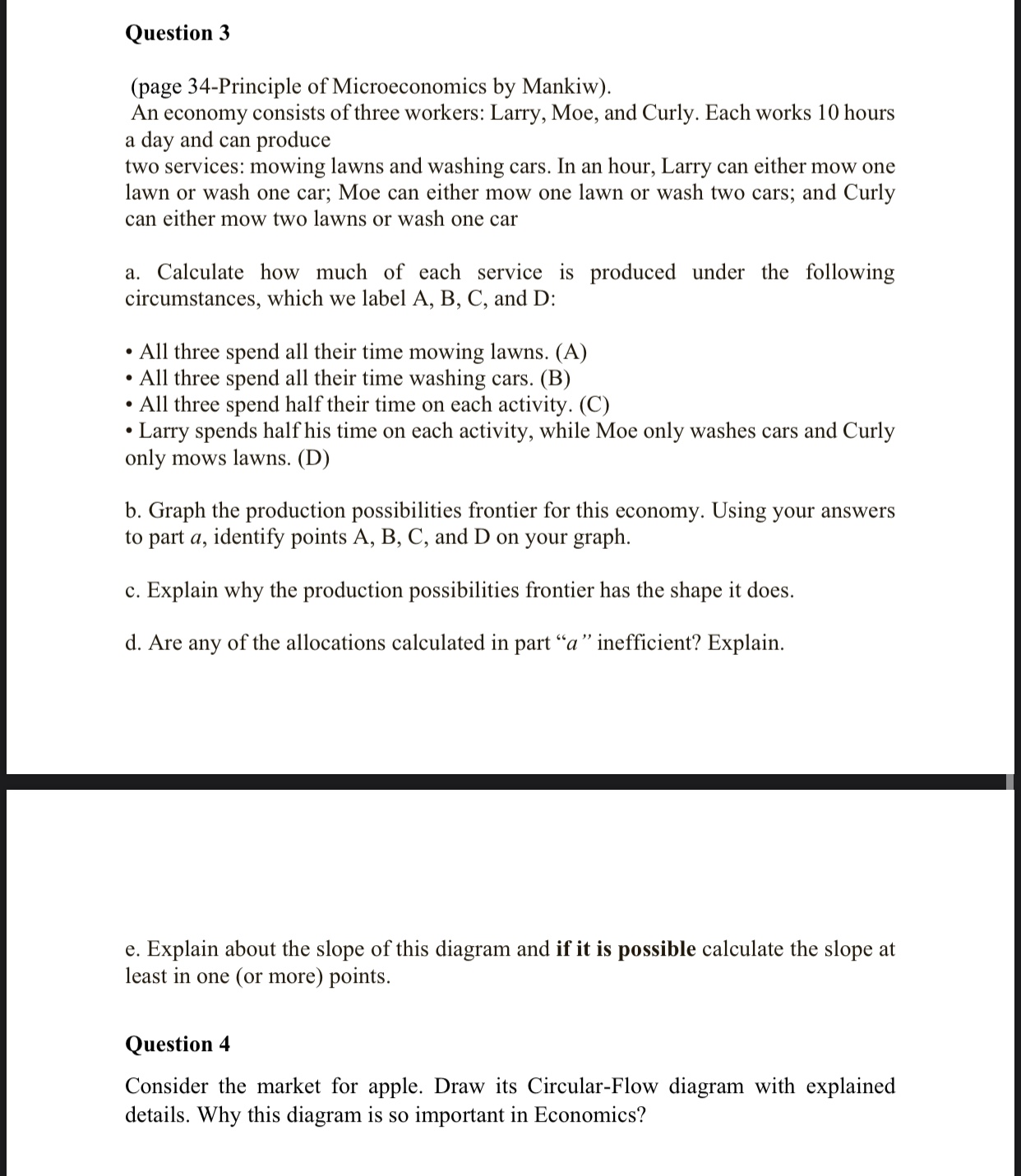 Answer questions 3 &4. Answer all parts please!!! Question 3 (page 34-Principle