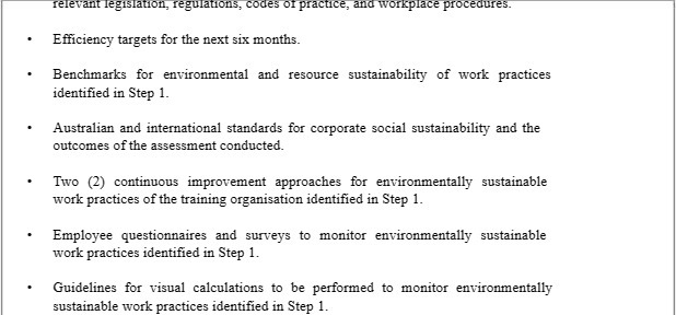  relevant legislation, regulations, Codes of practice, and workplace procedures. Efficiency targets