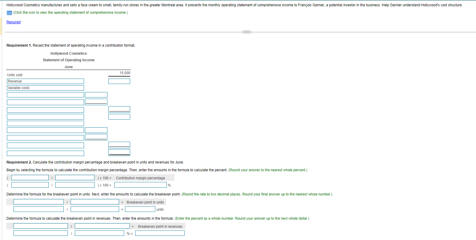 Hollv,vood Cosmetics manufactures and sells a face cream to small, family-run stores