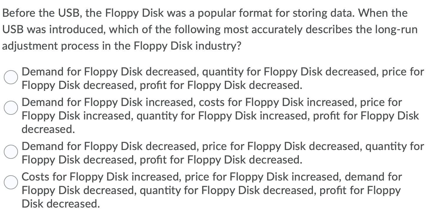Please answer the following question Before the USB, the Floppy Disk was