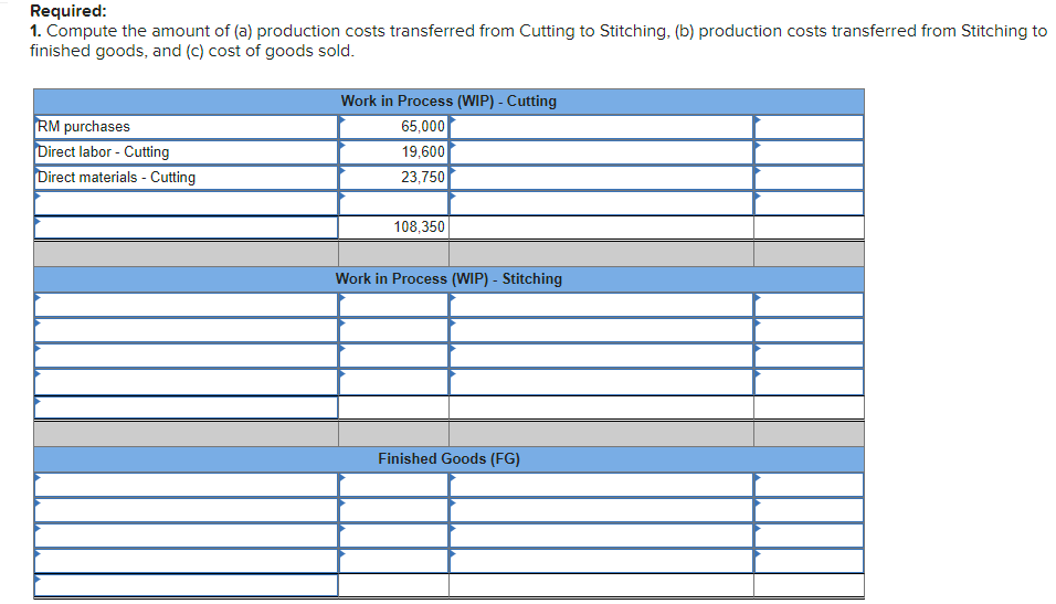 need help figuring out work in process for two processes Required: 1.