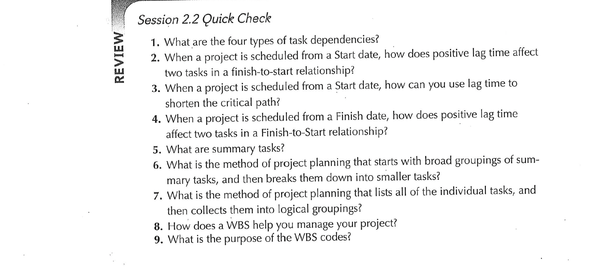  REVIEW K000 Session 2.2 Quick Check . Whatare the four types