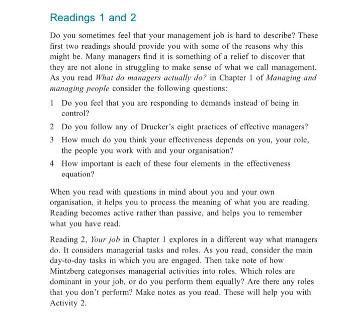  Readings 1 and 2 Do you sometimes feel that your management