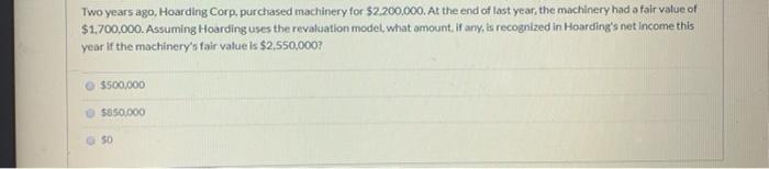 Please help and explain Two years ago, Hoarding Corp, purchased machinery for