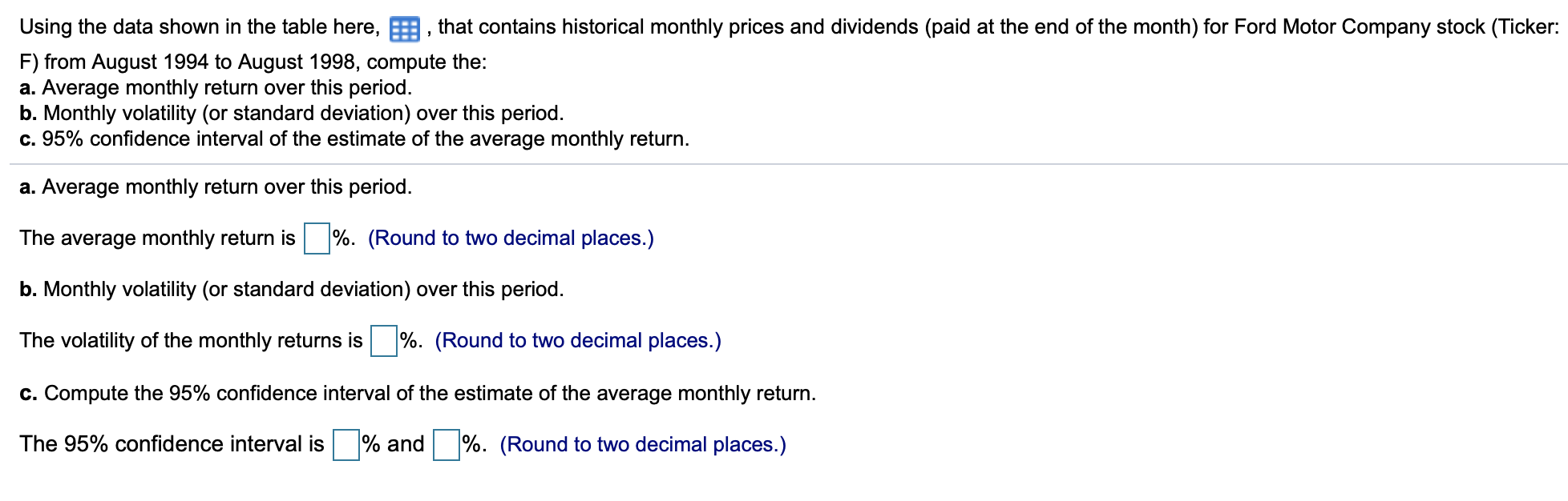 Using the data shown in the table here, E, that contains