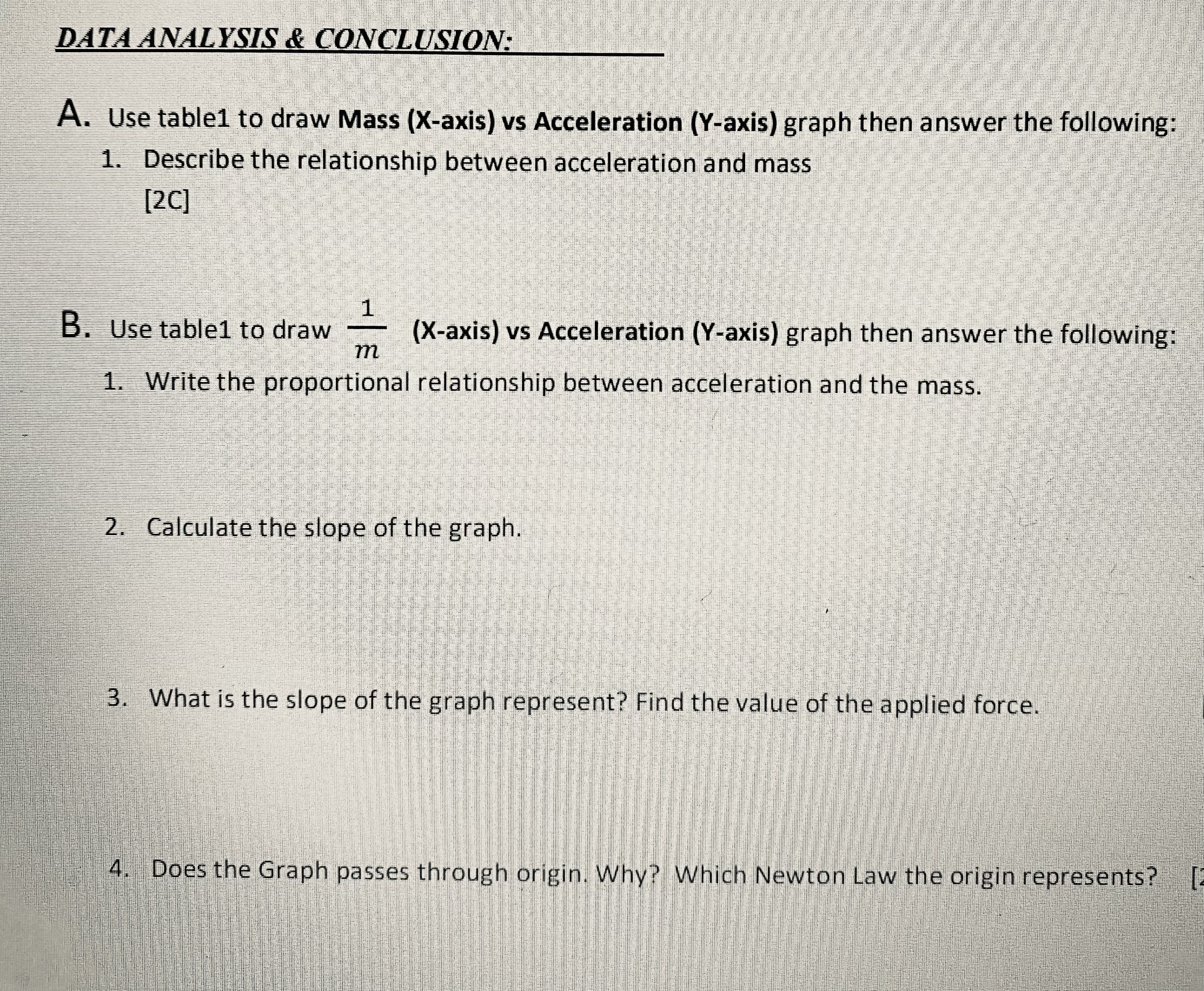 Applied Force. 2. Calculate the slope of the graph. 3. What is