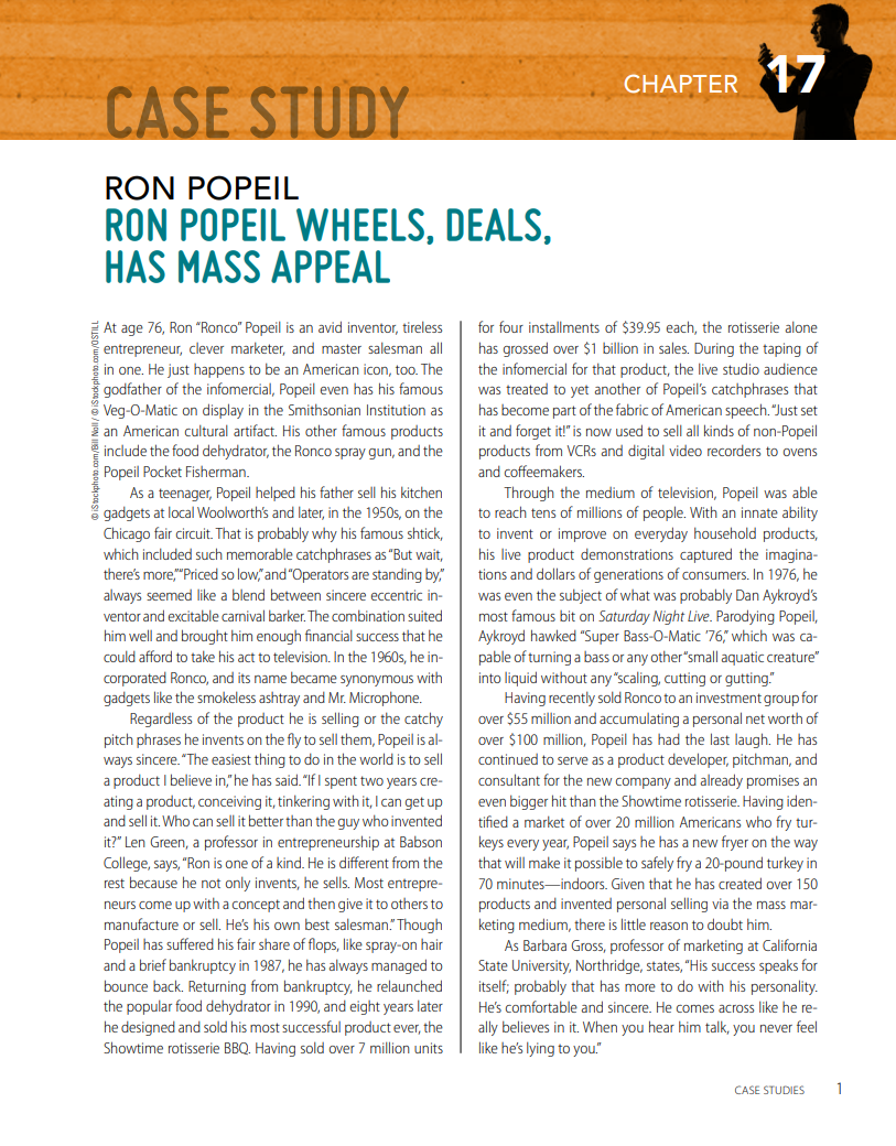 the case study. Sources: "Ron Popeil, He of the Pocket Fisherman and