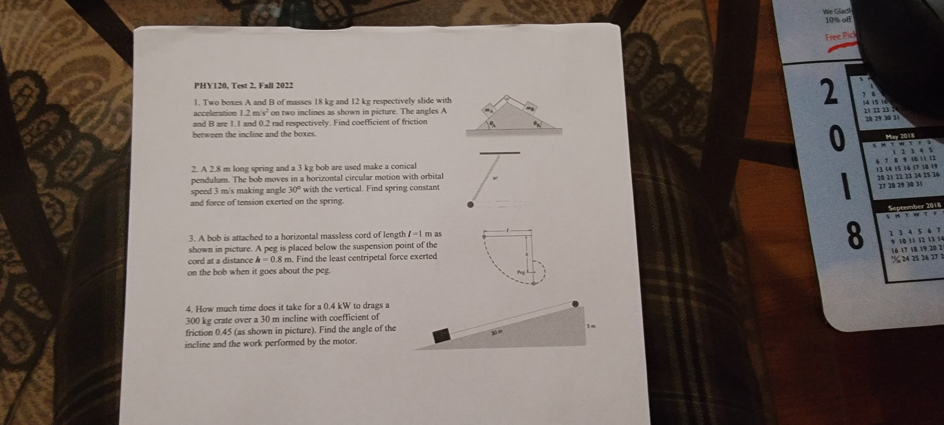 We Gladi 10% off Free Pick PHY120, Test 2. Fall 2022