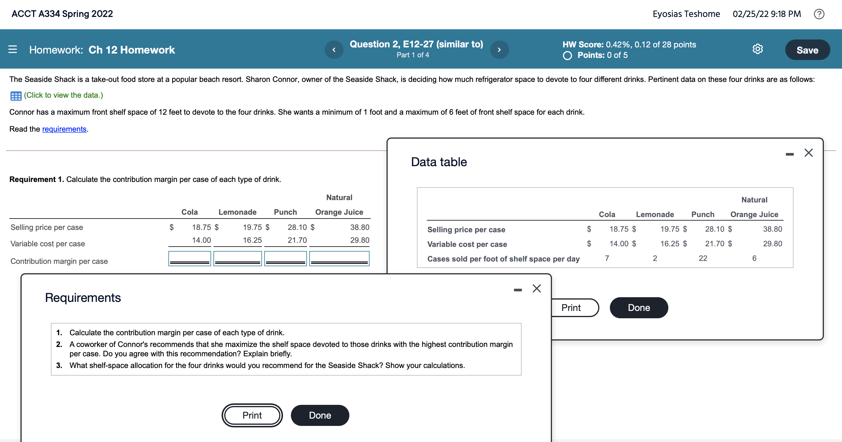  ACCT A334 Spring 2022 Homework: Ch 12 Homework Question 2, E12-27