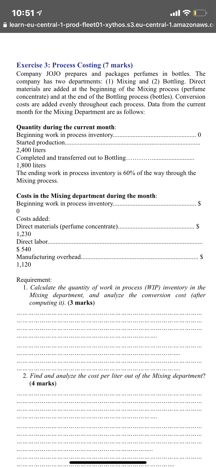 I need the solution to be writtenby computer in the same page