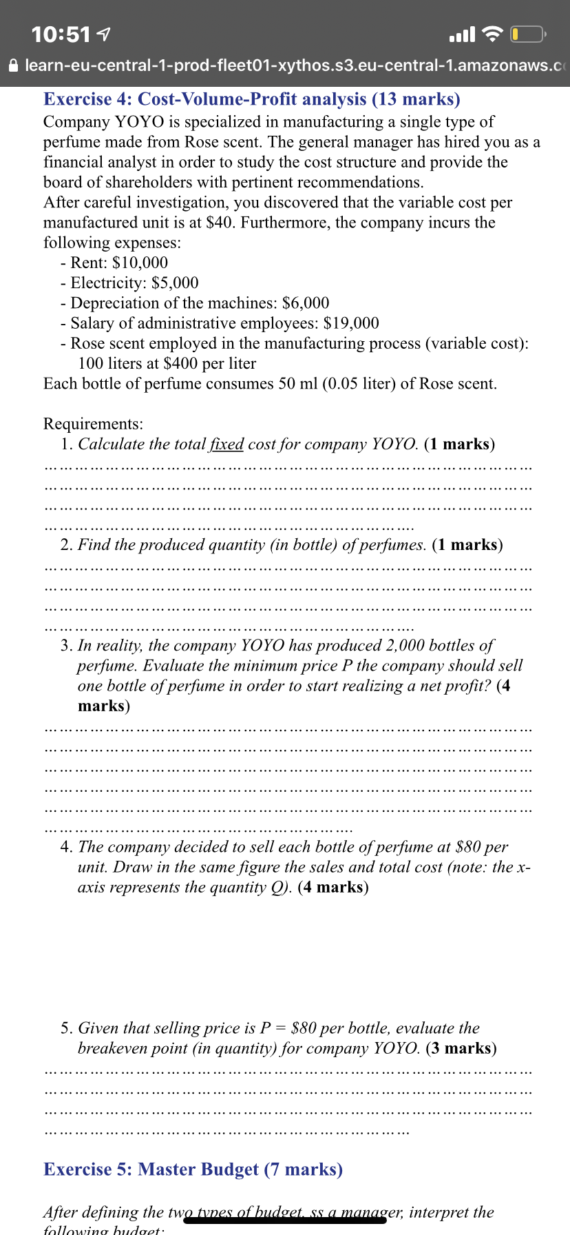 marks) Company JOJO prepares and packages perfumes in bottles. The company has