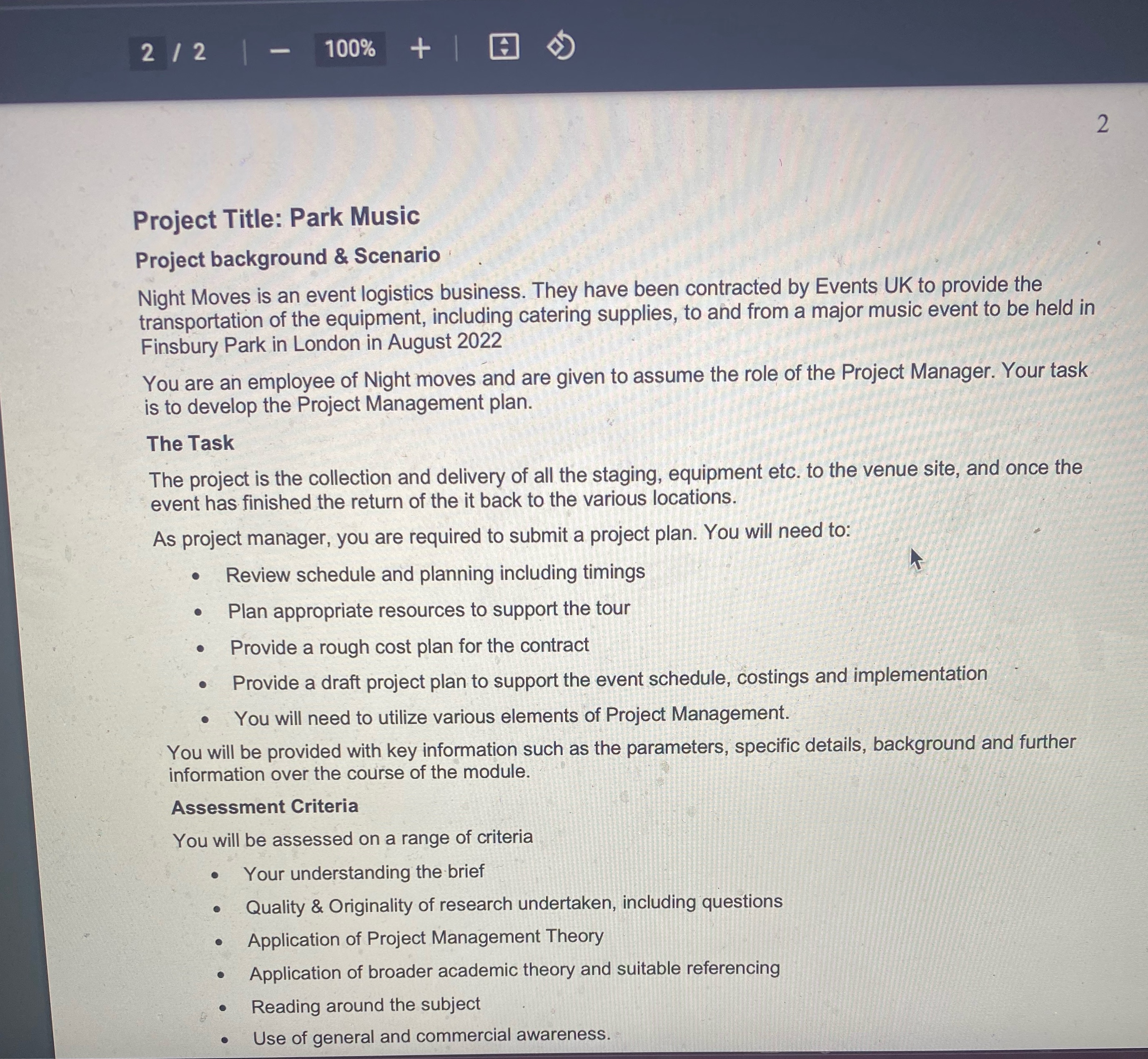 Need help talking about these for a report Scope of workTime planningGantt