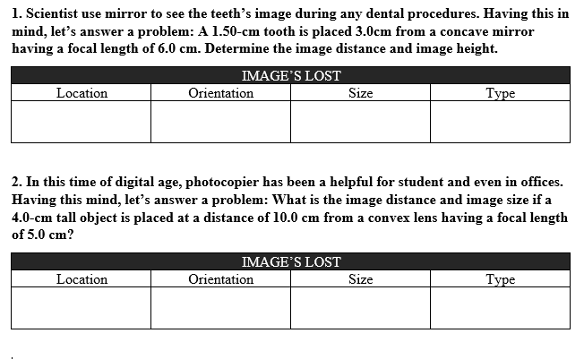 while the other one involves lenses. Your task are to predict the