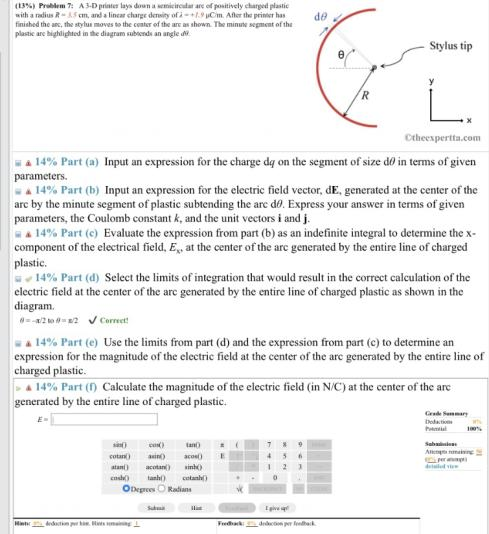  (1356) Problem 7: A 3-D printer lays down a semicircle are