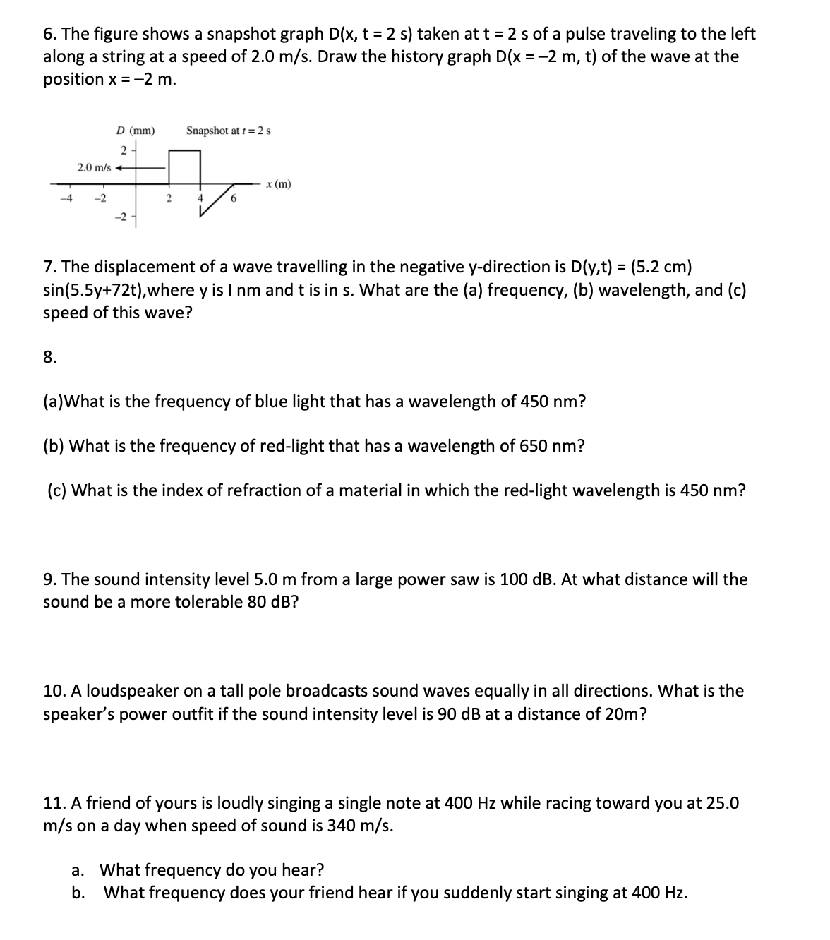 6. The gure shows a snapshot graph D(x, t = 2