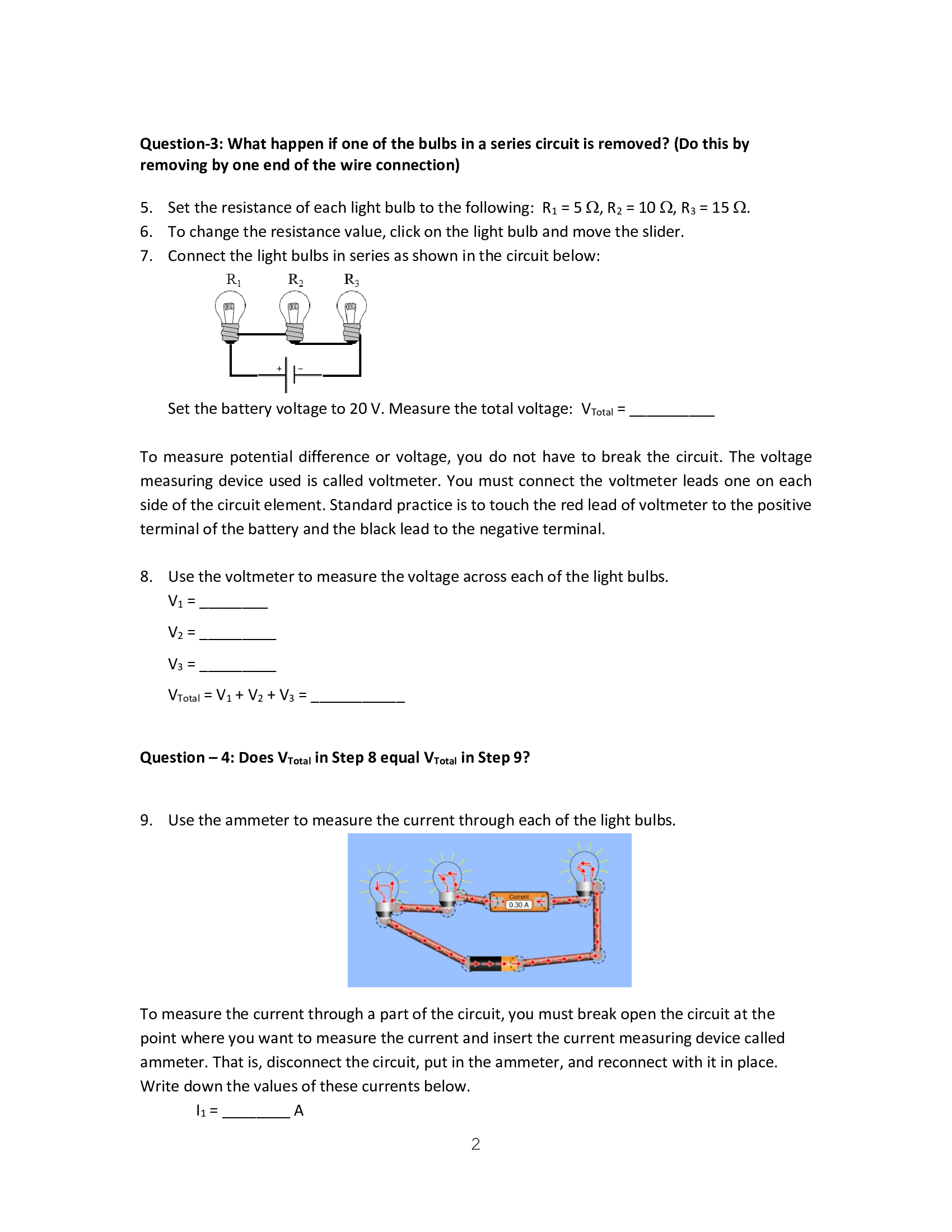 various arrangements of batteries and bulbs, and the effect of those arrangements