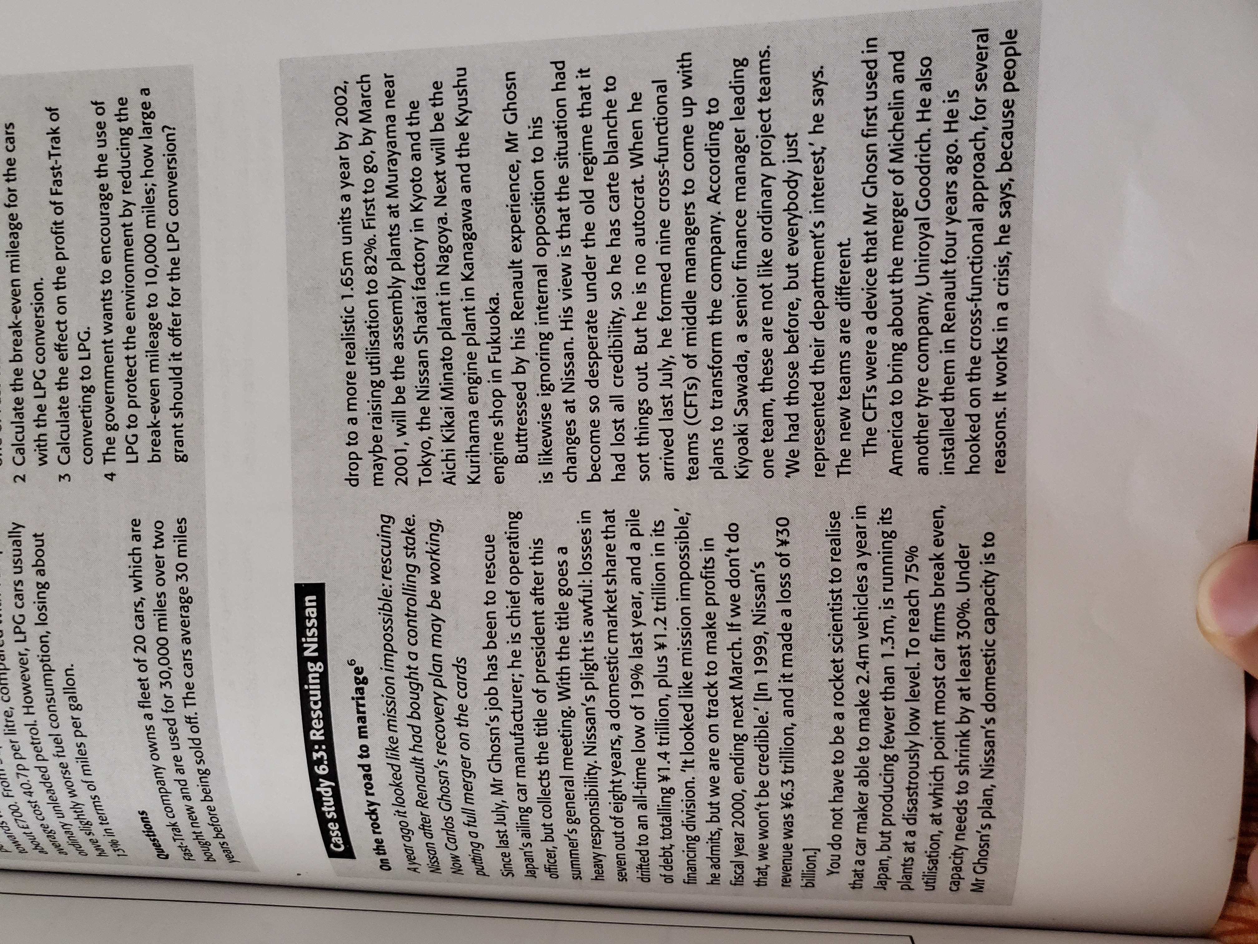 Hello, please help with question # 2 under rescuing nissan case study.