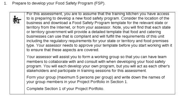  1. Prepare to develop your Food Safety Program (FSP). For this