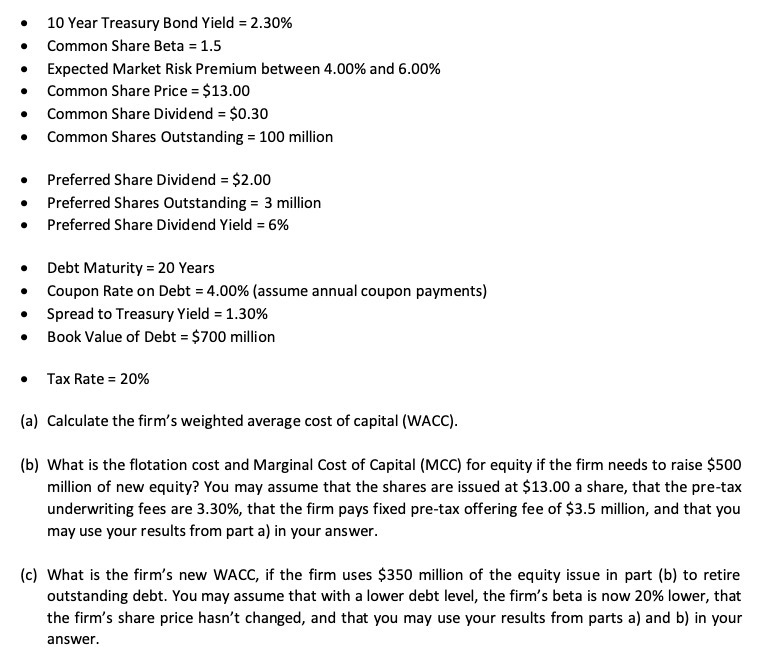 10 Year Treasury Bond Yield = 2.30% Common Share Beta =