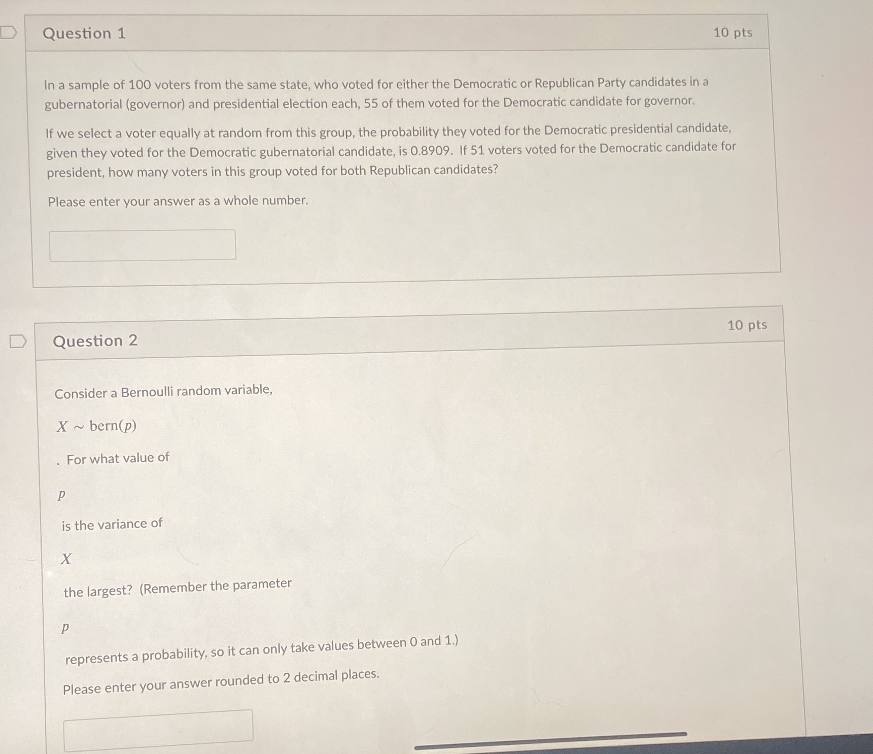 Please help with 1 and two Question 1 10 pts In a