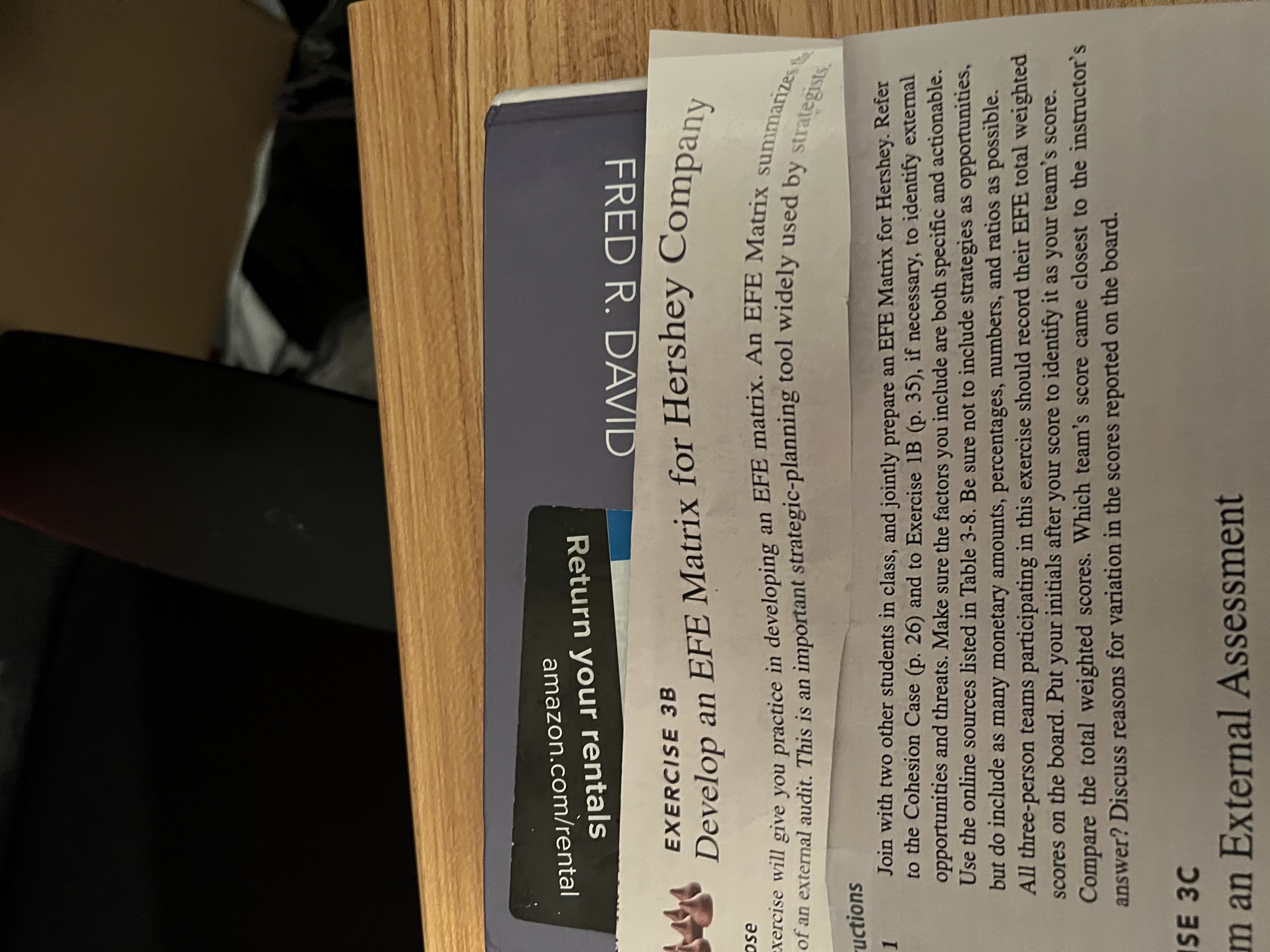 amazon.com/rental Return your rentals FRED R. DAVID EXERCISE 3B Develop an