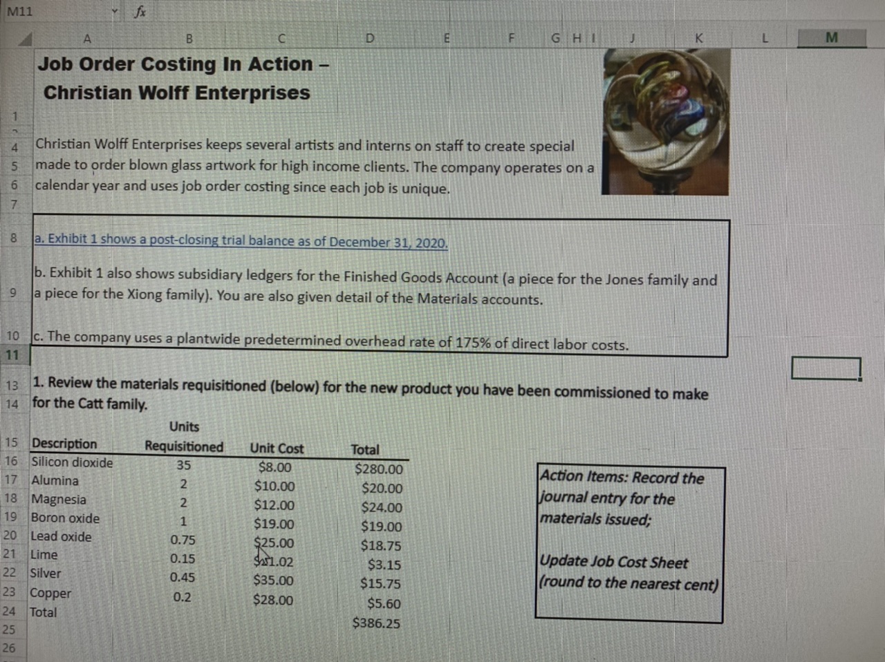 5. Calculate the applied overhead for the job. Record the journal entry.