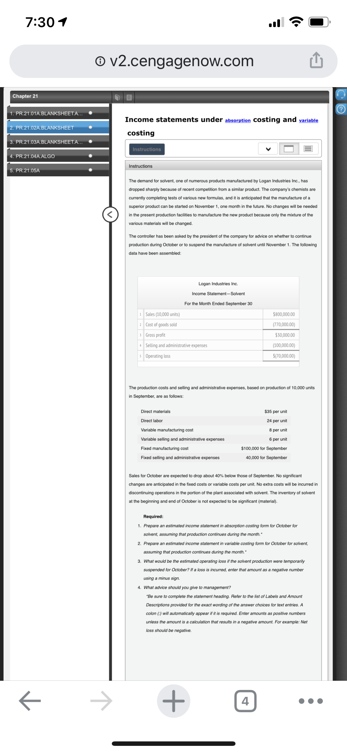for October for solvent, assuming that production continues during the month?? How