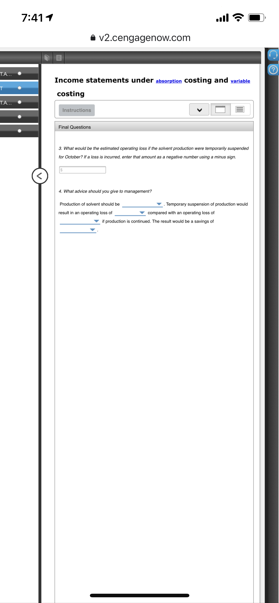 do you make an estimated income statement in variable costing form for