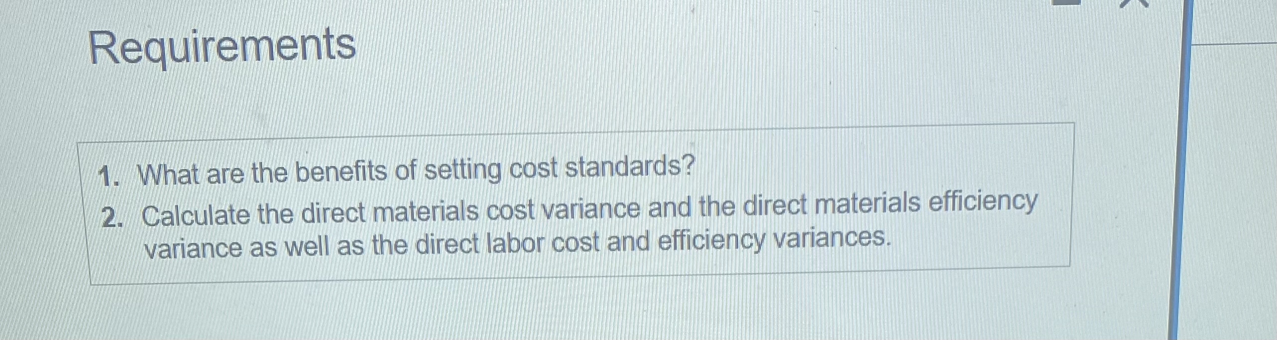 Set target levels of performance for flexible budgetsto) Create new products andard