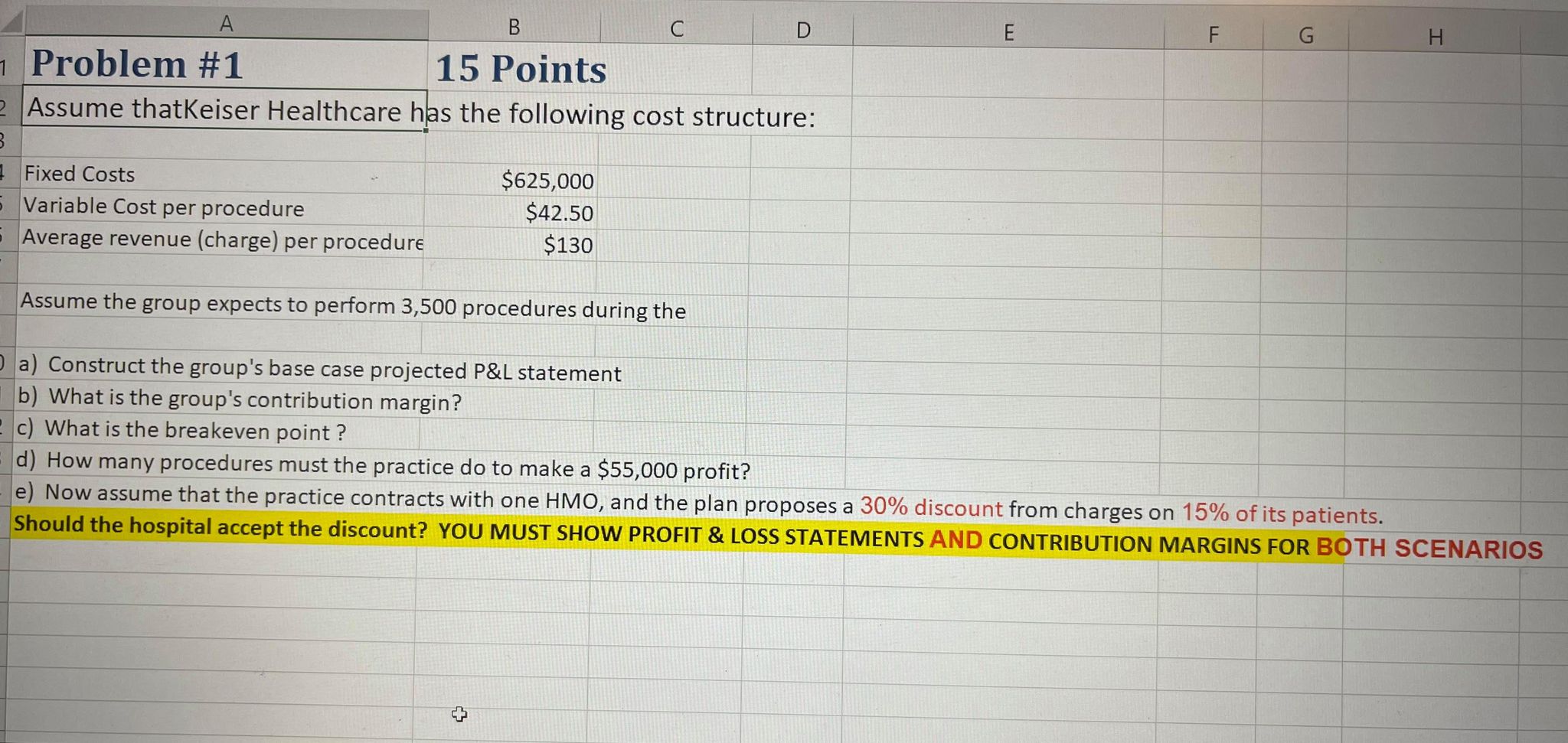 Use excel and specific formulas A B C D m F G