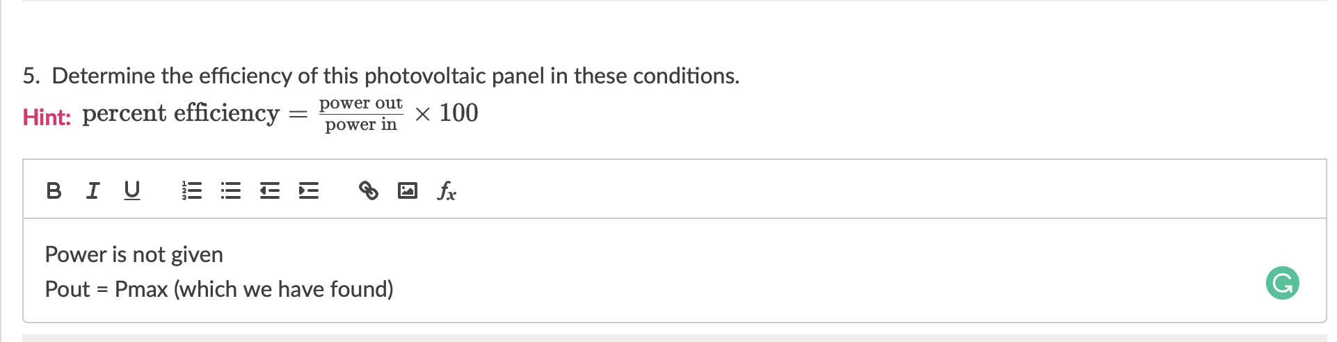 maximum power delivered by this photovoltaic during the video? BIU EEEE Of
