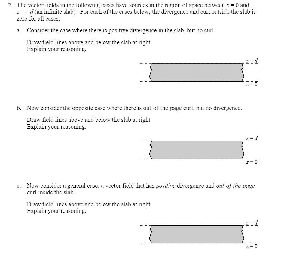  2. The vector fields in the following cases have sources in