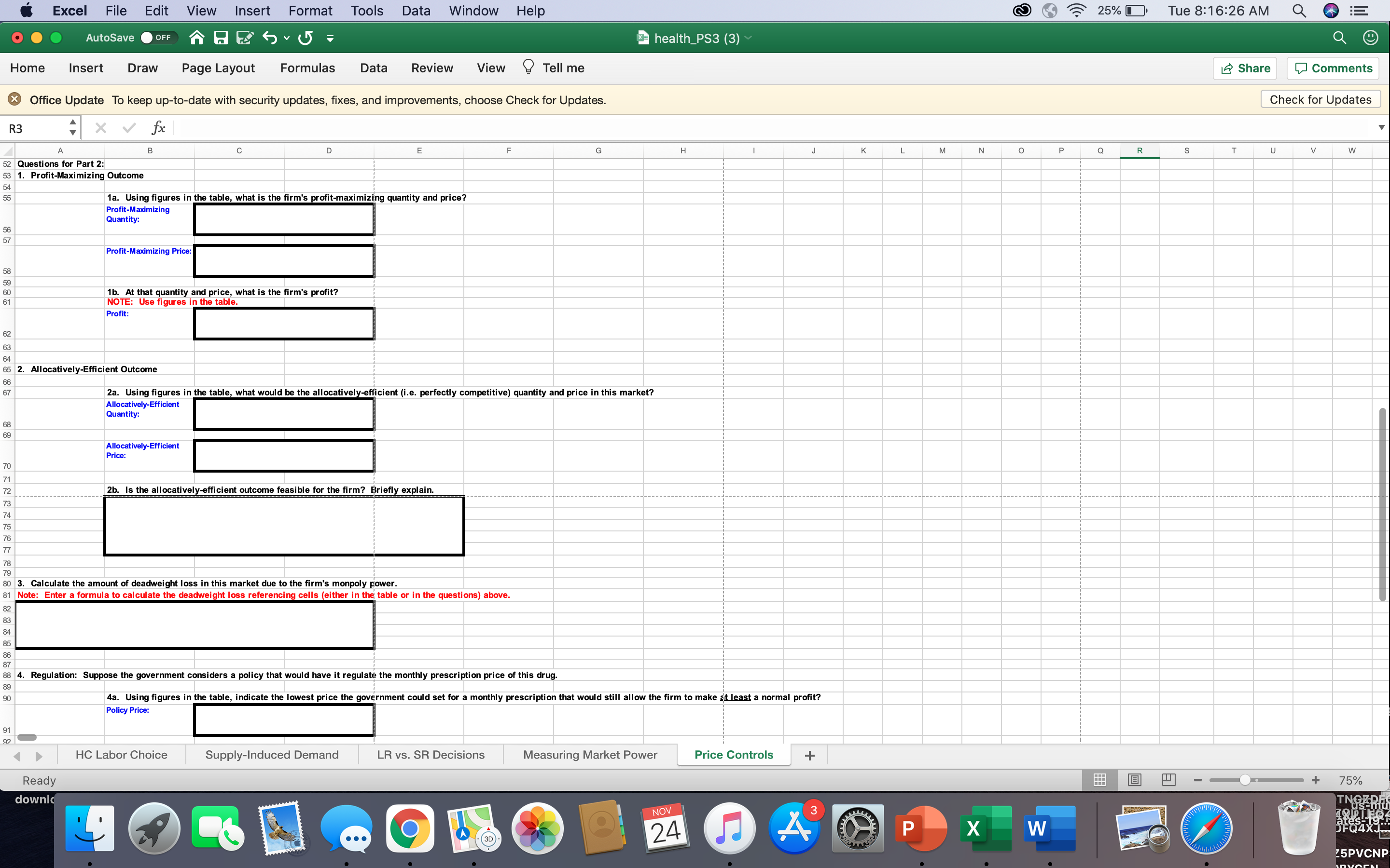 Insert Format Tools Data Window Help 25% Tue 8:16:18 AM Q DE