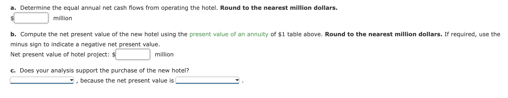 is considering the construction of a new hotel for $63 million. The