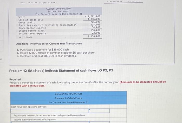 Problems below. (Static) [The following information applies to the questions displayed below.)