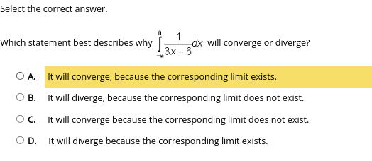 is convergent or divergent. O X OA. It will diverge because of