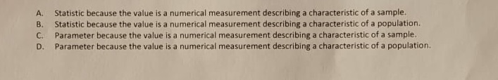 18) Determine whether the given value is a statistic or a parameter.