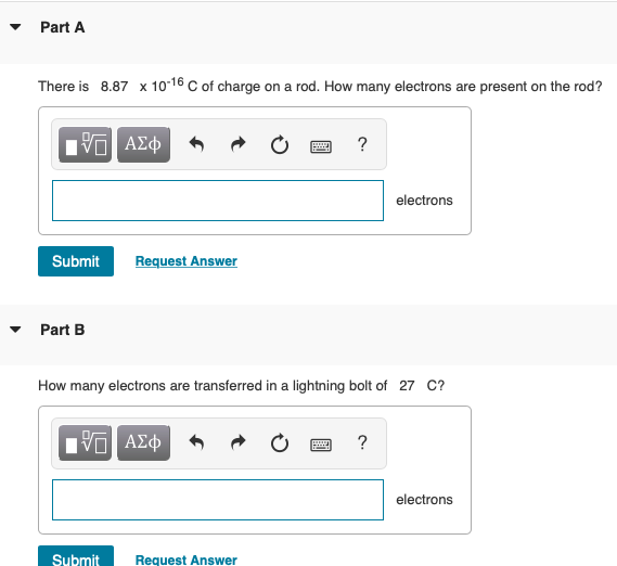 Request Answer Part B What is the magnitude of the electric force