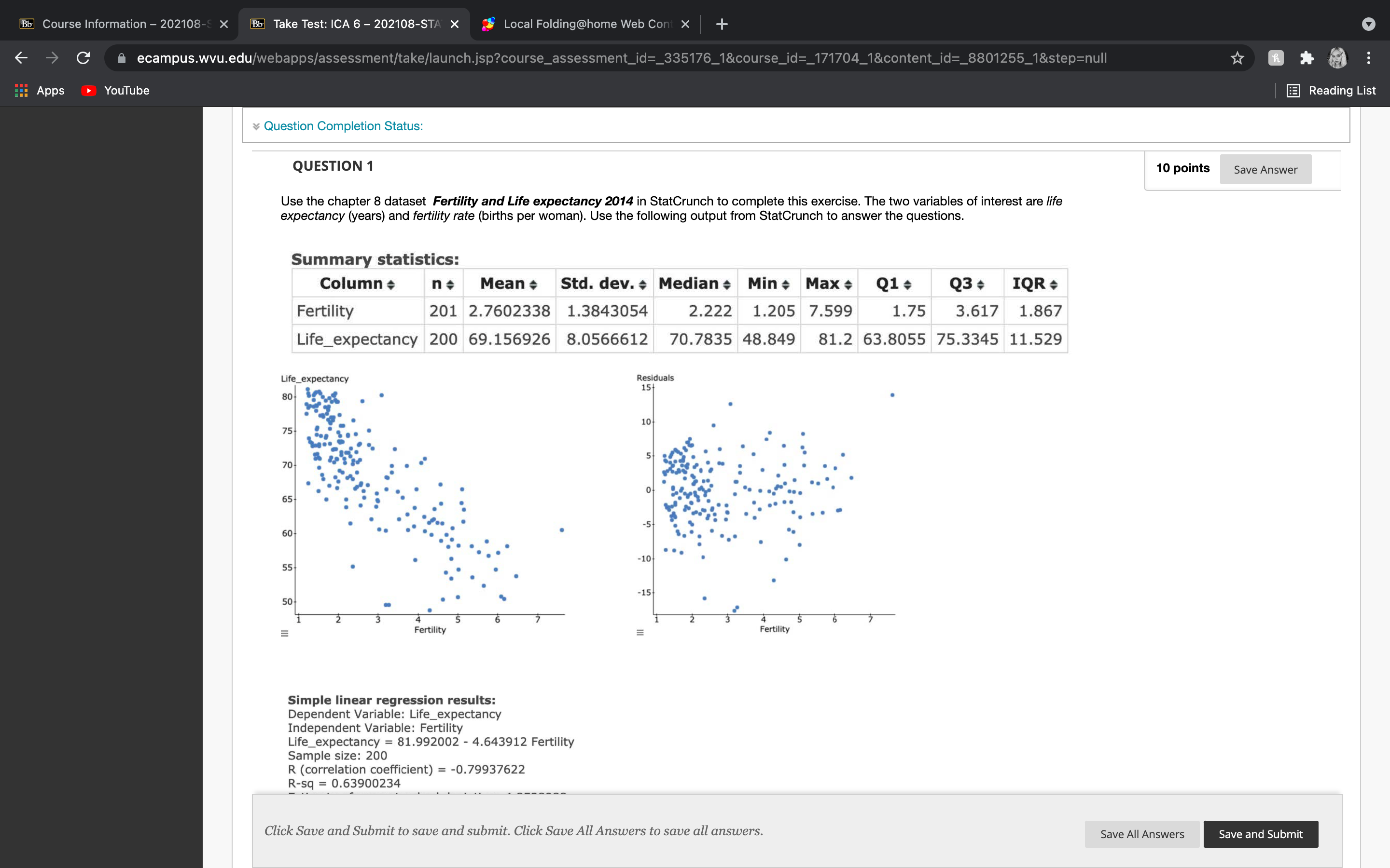 ............ Bb Course Information - 202108- X Bb Take Test: ICA 6