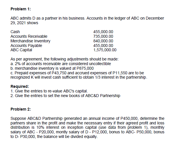 ACTIVITYAnswer this two problem. Need ASAP. Thank you. Problem 1: ABC admits