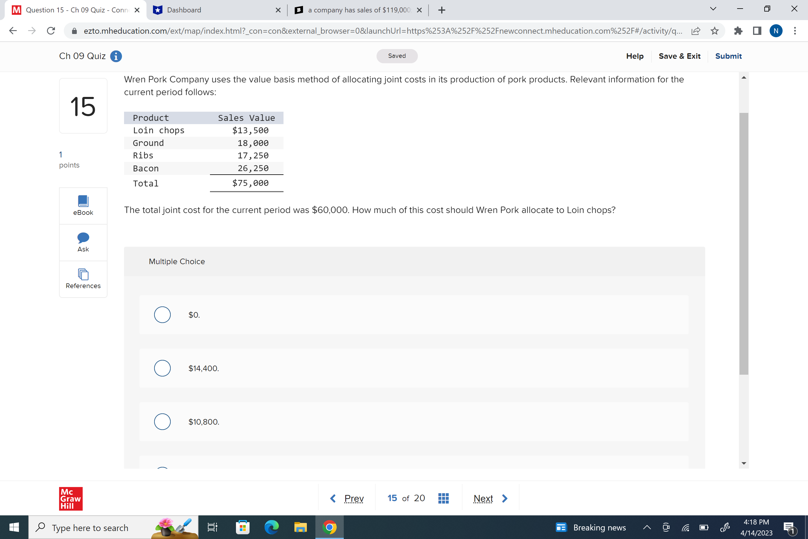  M Question 15 - Ch 09 Quiz - Conn X Dashboard