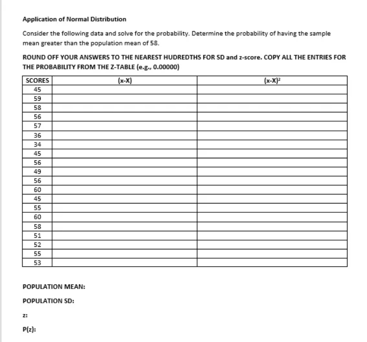 Please complete the table and answer all the given problems. Read the