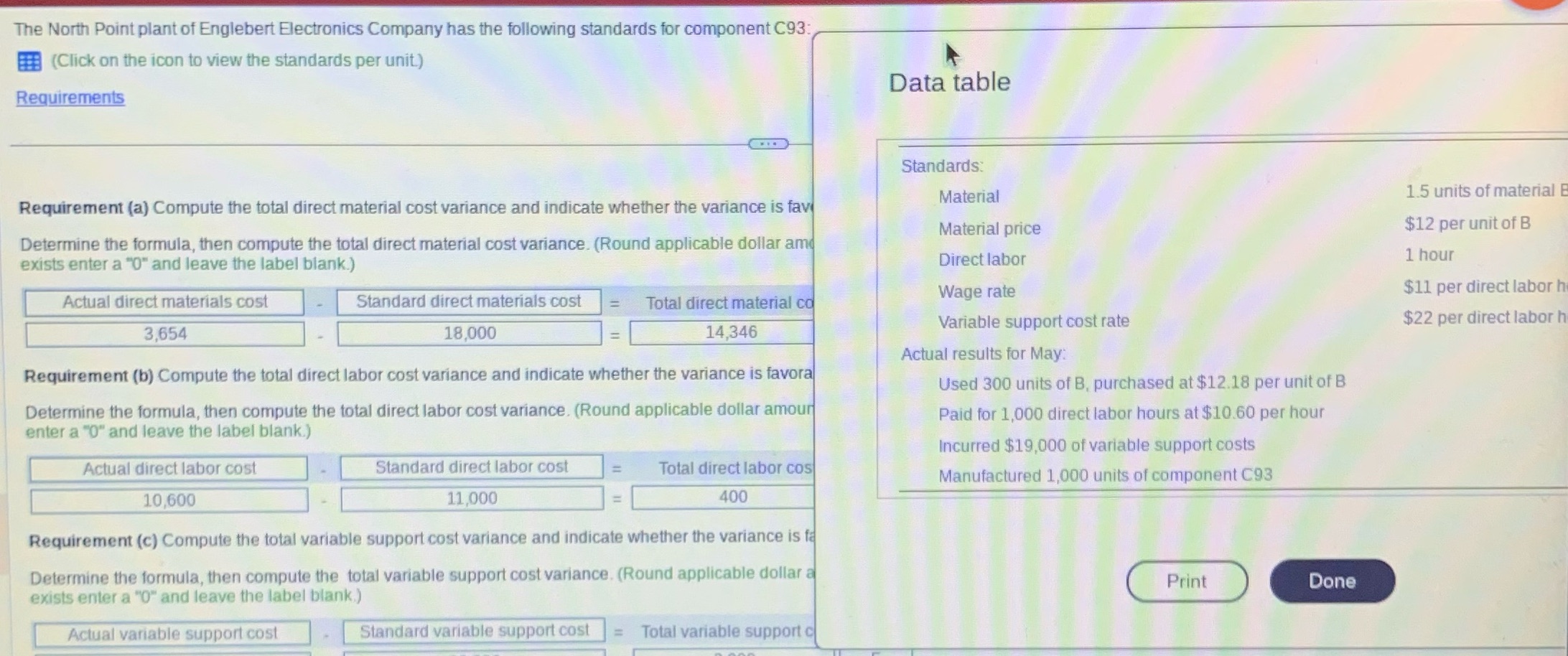 Q6 post testAnd also please answer the following for me1 direct material