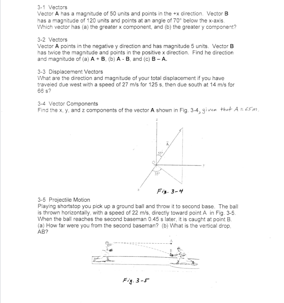 Please solve and provide steps! Correct answers are provided. 3-1 Vectors Vector