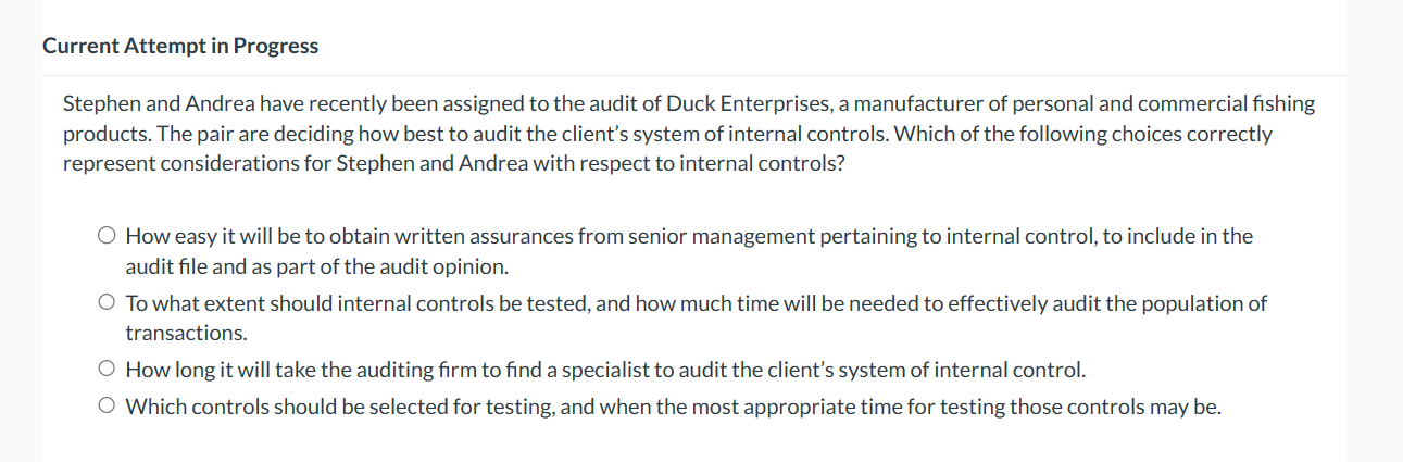 Current Attempt in Progress Stephen and Andrea have recently been assigned