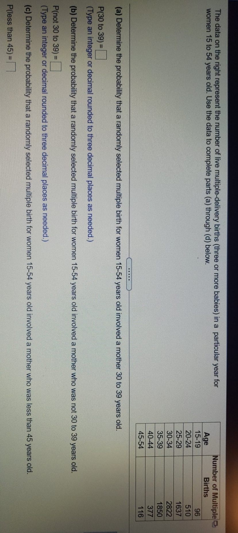 pls help with hw question The data on the right represent the