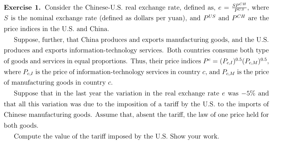 . . . SO H Exercise 1. Consider the Chinese-U.S. real